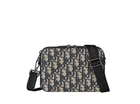 A4 Zipped Pouch Beige and Black Dior Oblique Jacquard 